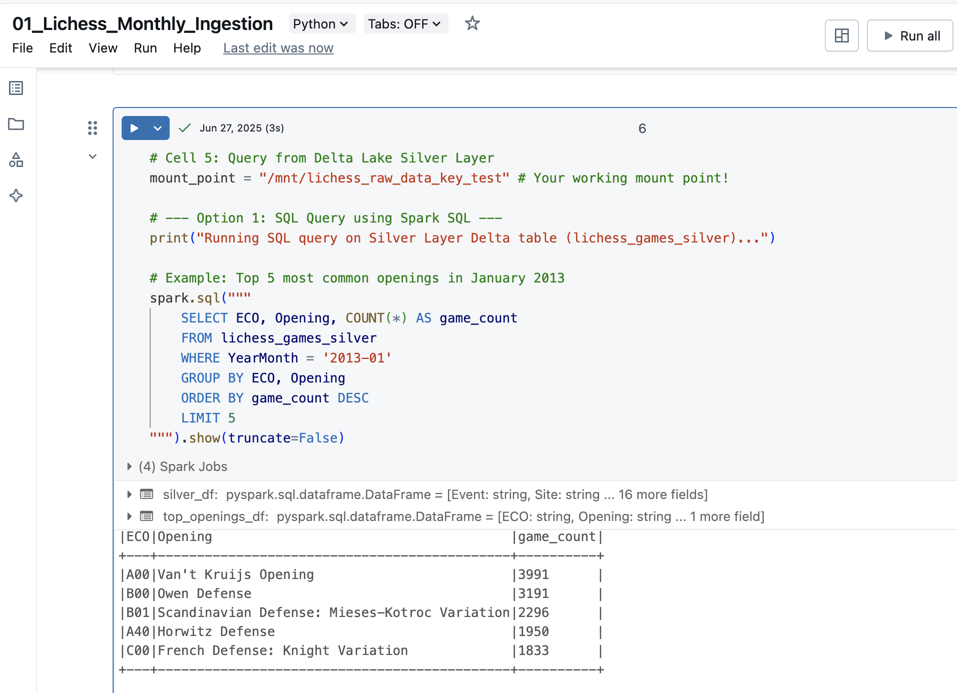 Databricks Notebook Implementation